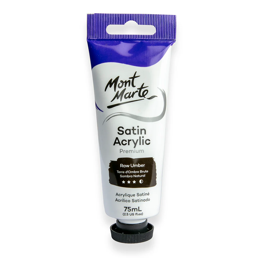 Satin Acrylic Paint Premium 75ml Tube - Raw Umber