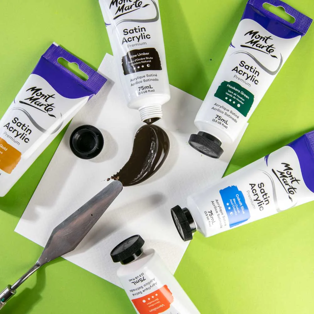 Satin Acrylic Paint Premium 75ml Tube - Raw Umber - Image 5