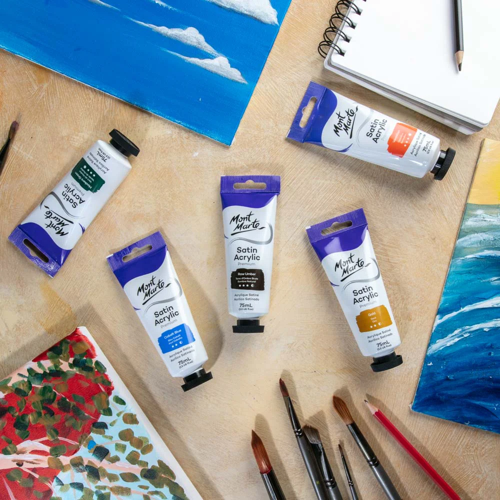 Satin Acrylic Paint Premium 75ml Tube - Raw Umber - Image 8