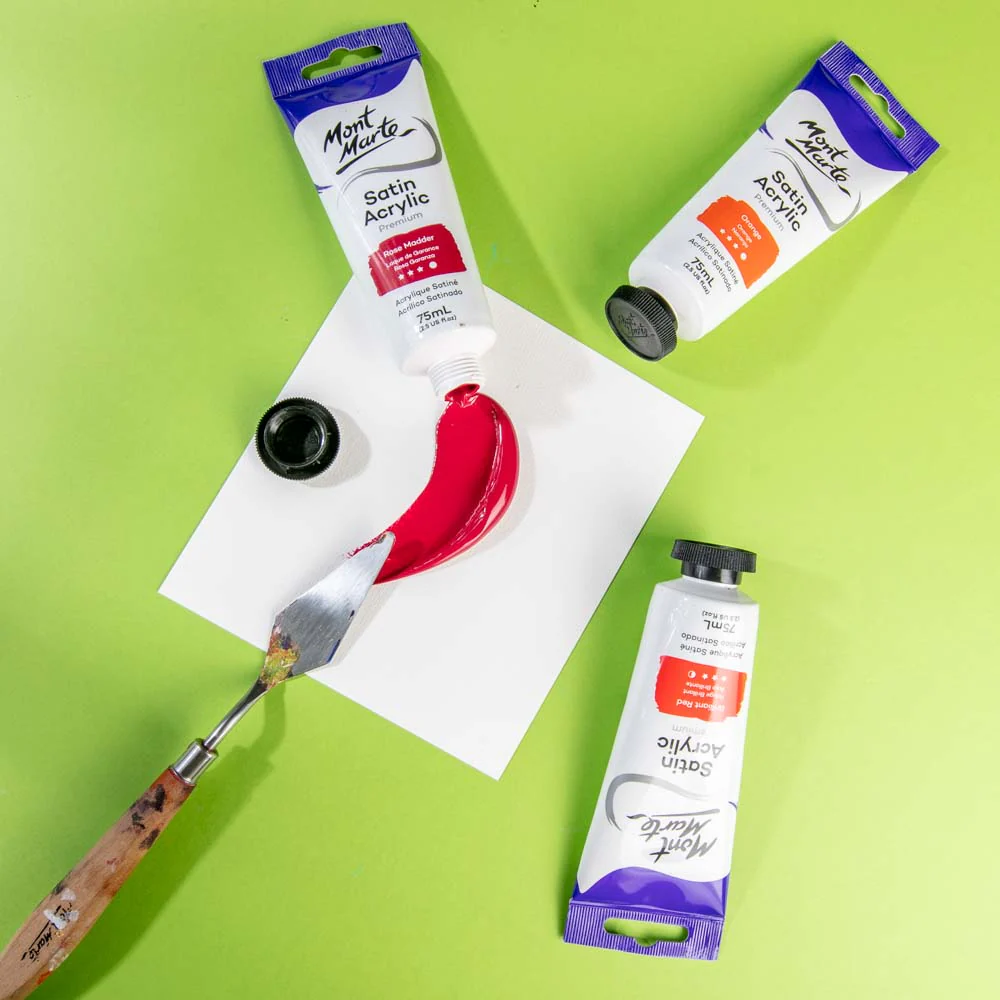 Satin Acrylic Paint Premium 75ml Tube - Rose Madder - Image 5