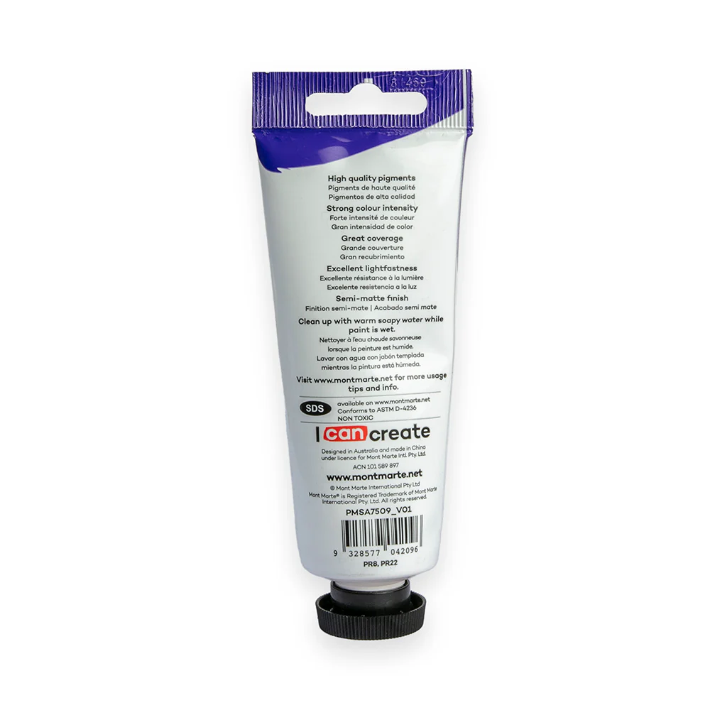 Satin Acrylic Paint Premium 75ml Tube - Scarlet - Image 3