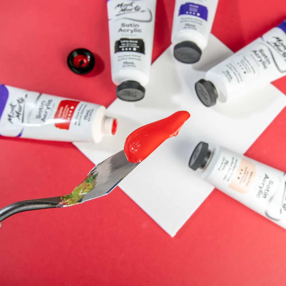 Satin Acrylic Paint Premium 75ml Tube - Scarlet - Image 7