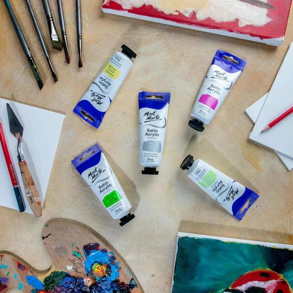 Satin Acrylic Paint Premium 75ml Tube - Silver - Image 7