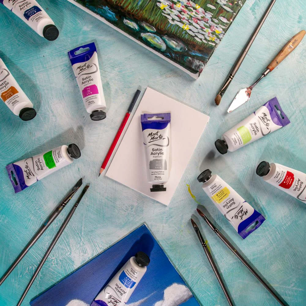 Satin Acrylic Paint Premium 75ml Tube - Silver - Image 8