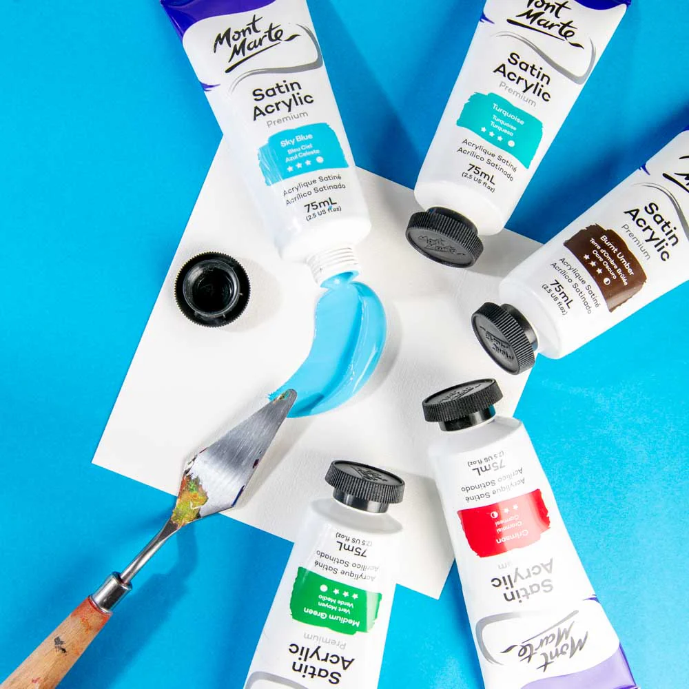 Satin Acrylic Paint Premium 75ml Tube - Sky Blue - Image 5