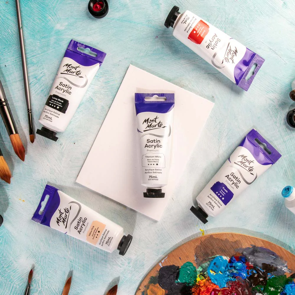 Satin Acrylic Paint Premium 75ml Tube - Titanium White - Image 7