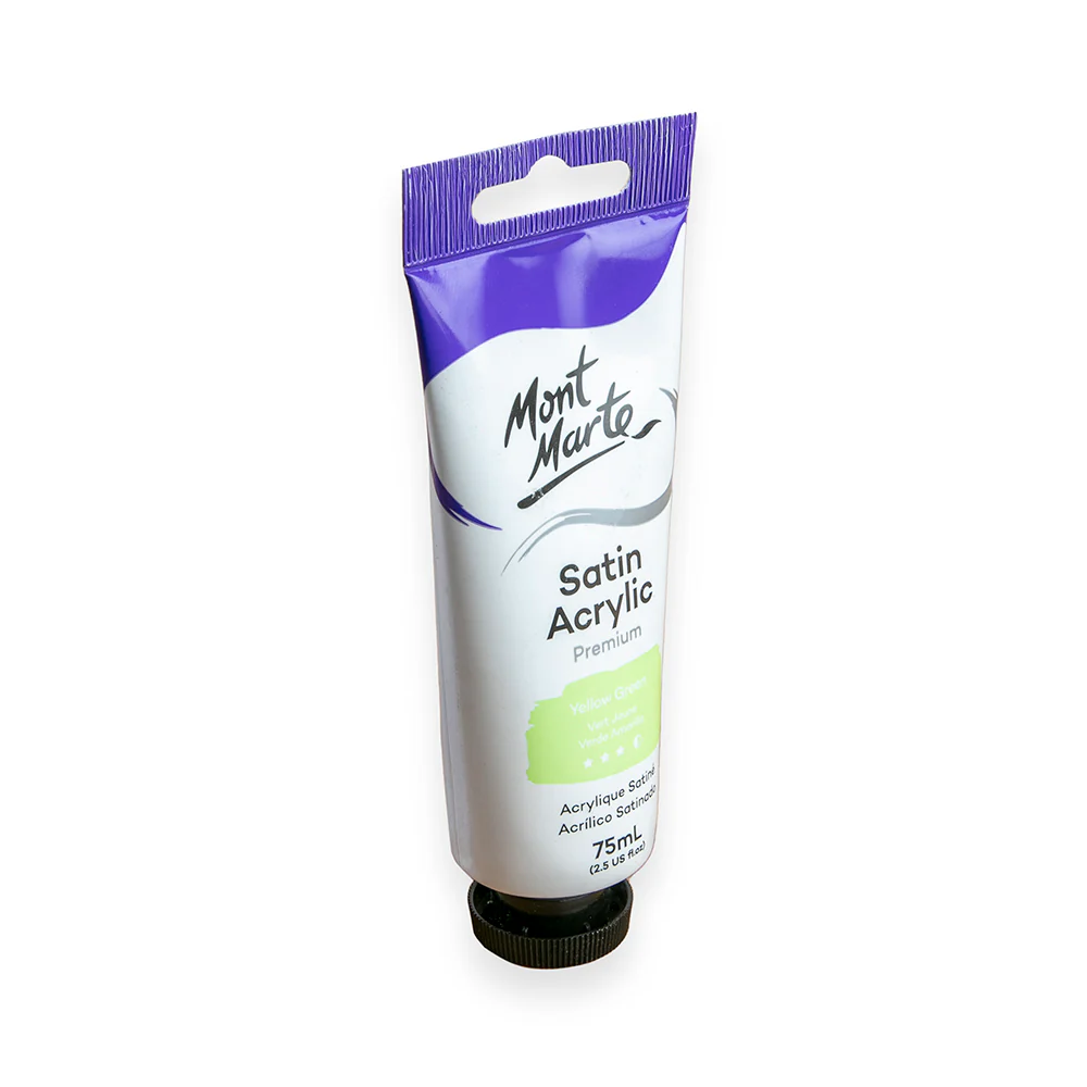 Satin Acrylic Paint Premium 75ml Tube - Yellow Green - Image 4