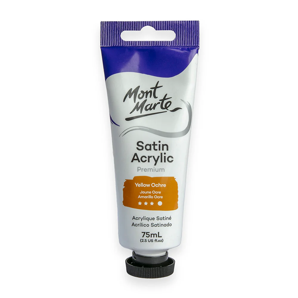Satin Acrylic Paint Premium 75ml Tube - Yellow Ochre
