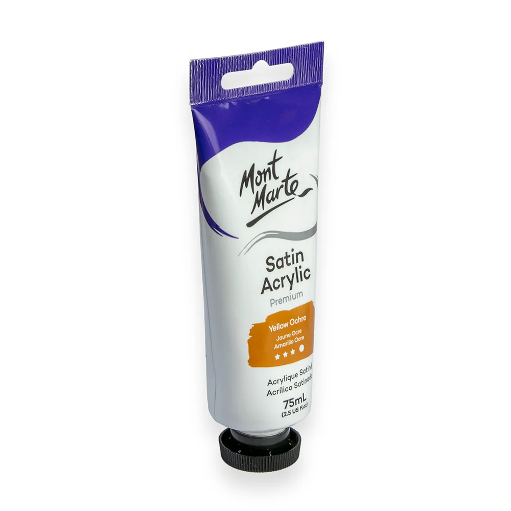 Satin Acrylic Paint Premium 75ml Tube - Yellow Ochre - Image 2