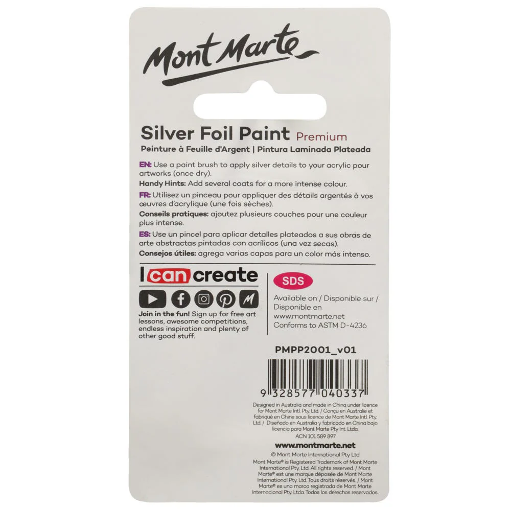 Silver Foil Paint Premium 20ml - Image 2