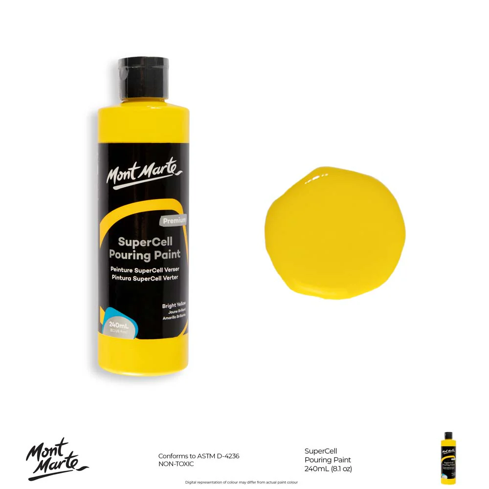 SuperCell Pouring Paint Premium 240ml - Bright Yellow - Image 10