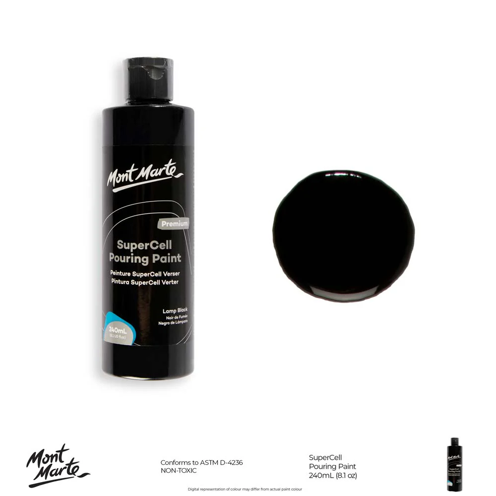 SuperCell Pouring Paint Premium 240ml - Lamp Black - Image 10