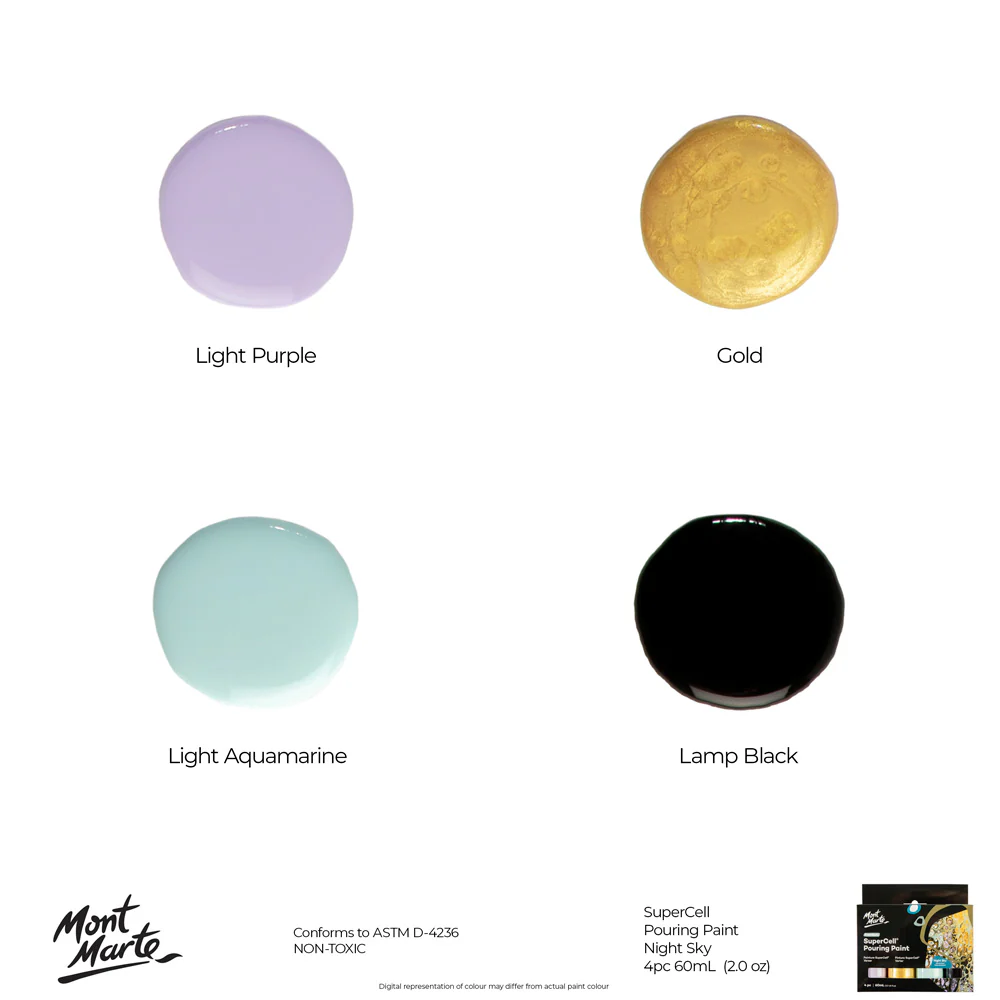 SuperCell Pouring Paint Set Premium 4pc x 60ml - Night Sky - Image 11