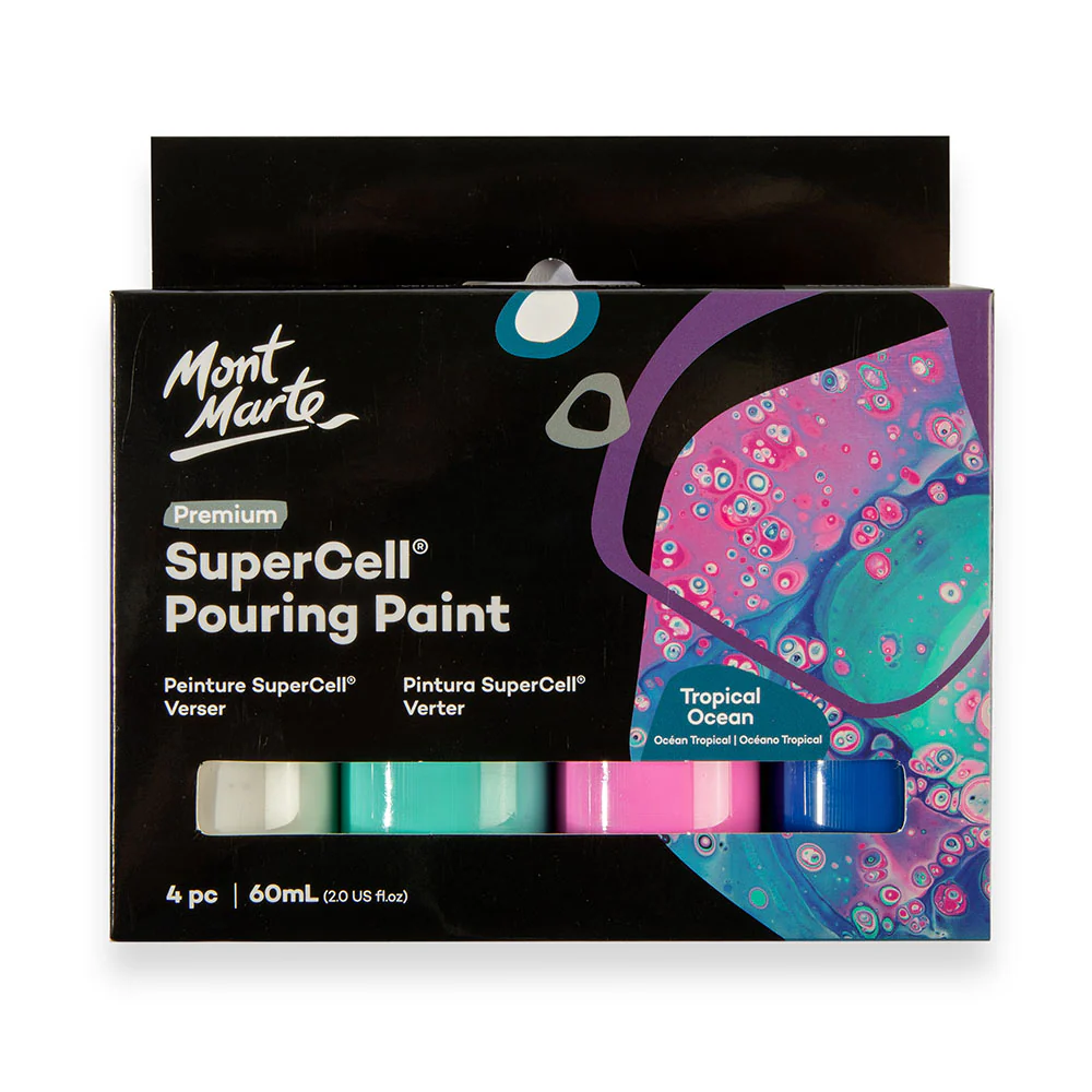 SuperCell Pouring Paint Set Premium 4pc x 60ml - Tropical Ocean