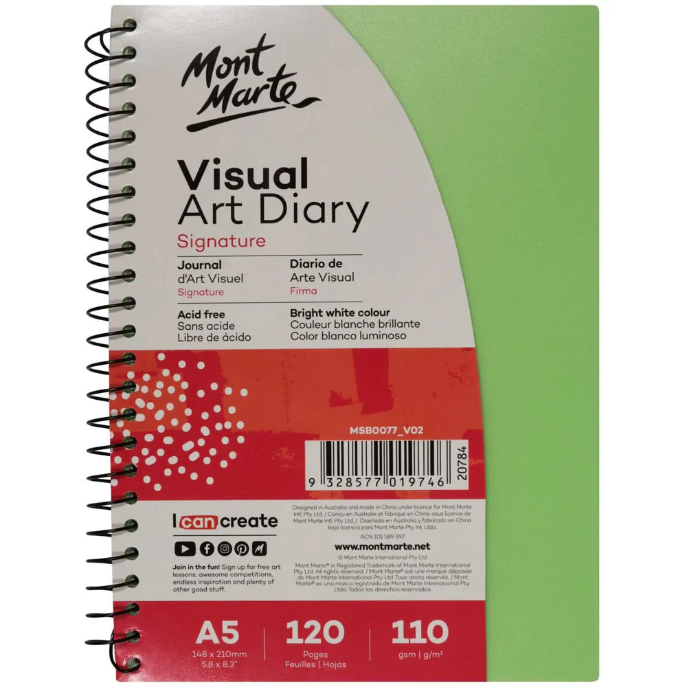 Visual Art Diary Signature A5 120 Pages 110gsm - Green - Image 3