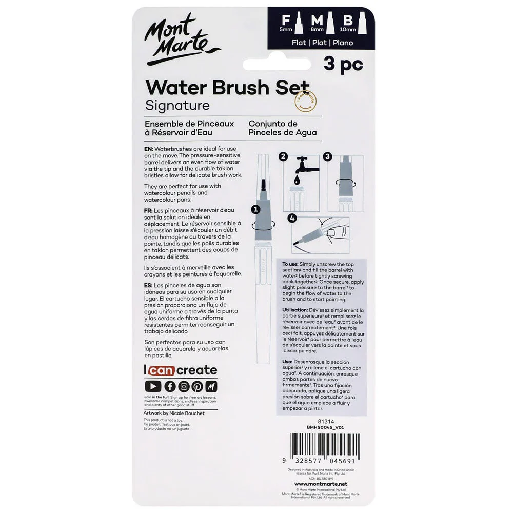 Water Brush Set Flat Signature 3pc - Image 2
