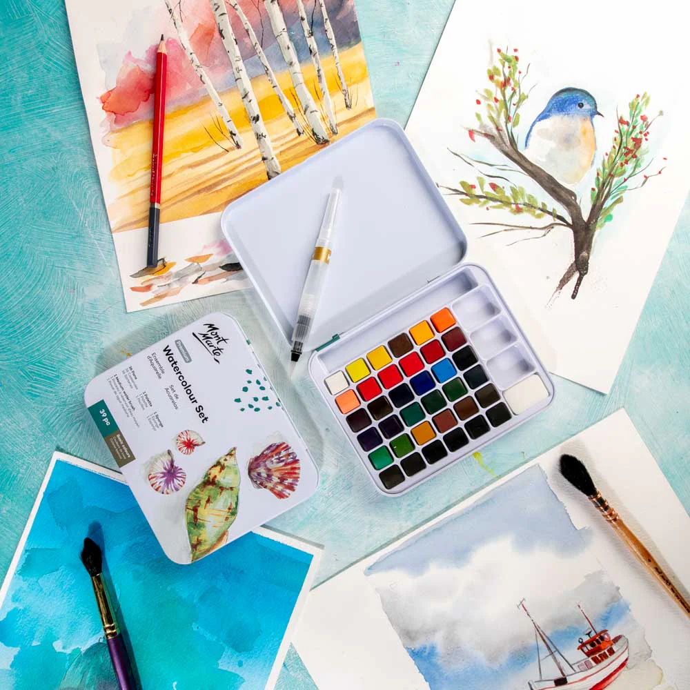 Watercolour Set in Tin 39pc - Image 9